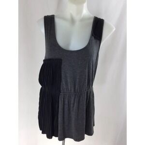 Olga Kapustina Womens Top Gray Sleeveless Pleated Sleeveless size XL